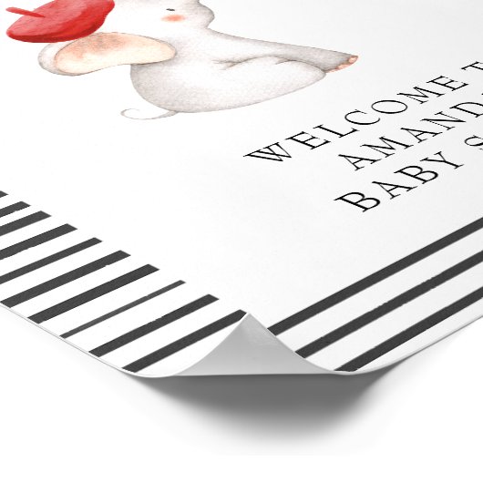 Bonjour Bebe French Elephant Willkommensdusche Poster (Ecke)