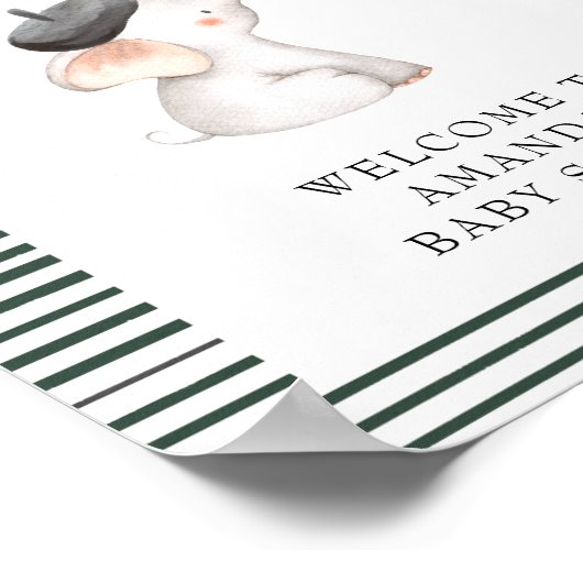 Bonjour Bebe French Elephant Willkommensdusche Poster (Ecke)