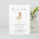 Bonjour Bebe French Golden Doodle Baby Dusche Einladung (Stehend Vorderseite)