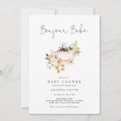 Bonjour Bebe French Parfüm Floral Baby Dusche Einladung (Vorderseite)