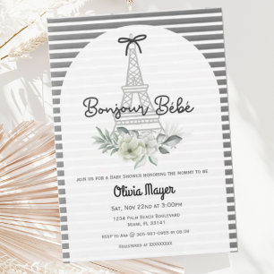Bonjour Bebe French Paris Elegant Baby Shower Einladung