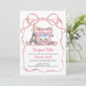 Bonjour Bebe French Parisian Café Baby Shower Einladung (Stehend Vorderseite)