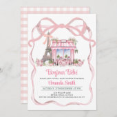 Bonjour Bebe French Parisian Café Baby Shower Einladung (Vorne/Hinten)