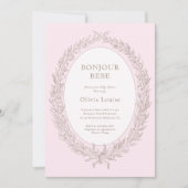 Bonjour Bebe French Patisserie Babydusche Pink Einladung (Vorderseite)