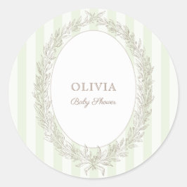 Bonjour Bebe French Patisserie Green Strip Runder Aufkleber