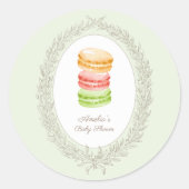Bonjour Bebe French Patisserie Macaroons Green Runder Aufkleber (Vorderseite)