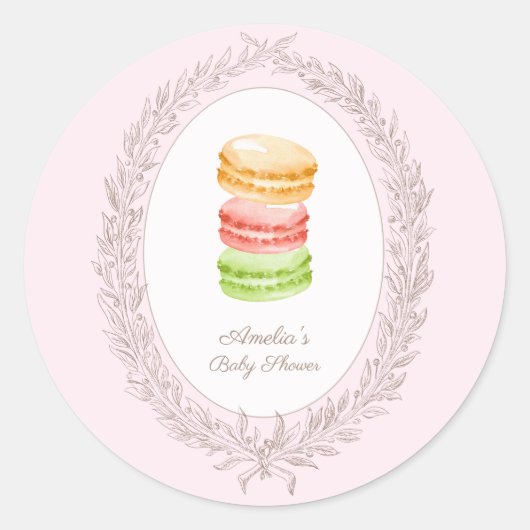 Bonjour Bebe French Patisserie Macaroons Runder Aufkleber (Vorderseite)