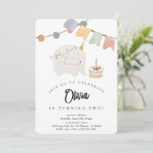 Bonjour Bebe French Pinguin Neutral Baby Dusche Einladung (Stehend Vorderseite)