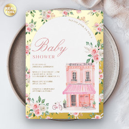 Bonjour Bebe French Pink Parisian Café Baby Showro Folieneinladung