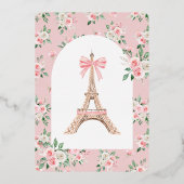 Bonjour Bebe French Pink Parisian Café Baby Showro Folieneinladung (Rückseite)