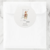Bonjour Bebe French Rabbit Baby Dusche Runder Aufkleber (Tasche)