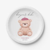 Bonjour Bebe French Watercolor Bear Babydusche Pappteller (Vorderseite)