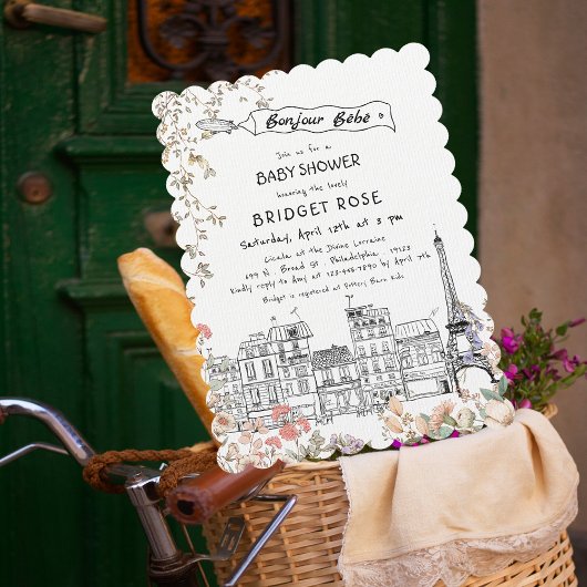 Bonjour Bebe Gender Neutral Baby Dusche Einladung