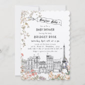 Bonjour Bebe Gender Neutral Baby Dusche Einladung (Vorderseite)