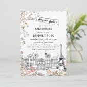 Bonjour Bebe Gender Neutral Baby Dusche Einladung (Stehend Vorderseite)