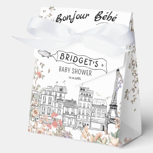 Bonjour Bebe Gender Neutral Baby Dusche Geschenkschachtel (Vorderseite)