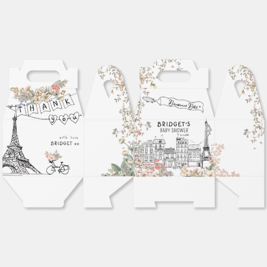 Bonjour Bebe Gender Neutral Baby Dusche Geschenkschachtel (Ungeklappt)