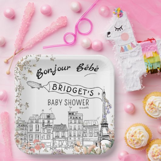 Bonjour Bebe Gender Neutral Baby Dusche Pappteller (Party)