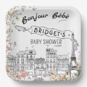 Bonjour Bebe Gender Neutral Baby Dusche Pappteller (Vorderseite)