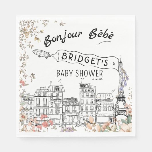 Bonjour Bebe Gender Neutral Baby Dusche Serviette (Vorderseite)