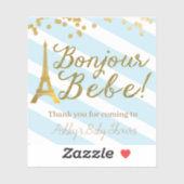 Bonjour Bebe Gevor Stickers Baby Boy Dusche Paris Aufkleber (Blatt)