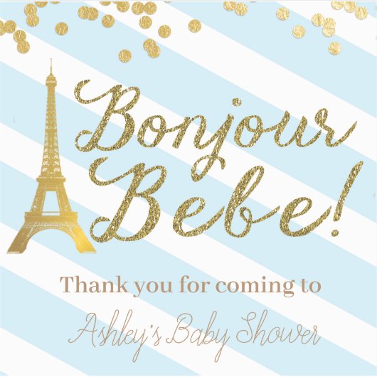 Bonjour Bebe Gevor Stickers Baby Boy Dusche Paris Aufkleber (Vorderseite)