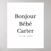 Bonjour Bébé | Modernes Minimalistisches Kinderzim Poster (Vorne)