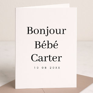 Bonjour Bébé Modernes Minimalistisches Neugebore Karte