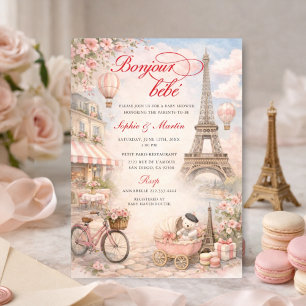 Bonjour Bébé Paris Baby Shower Einladung