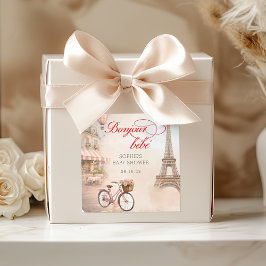 Bonjour Bébé Paris Baby Shower  Quadratischer Aufkleber