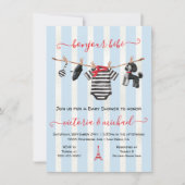 Bonjour Bebe Paris Boy Clothesline Babydusche Einladung (Vorderseite)