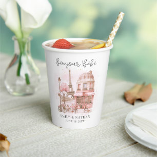 Bonjour Bebe Paris Cafe Baby Dusche Pappbecher