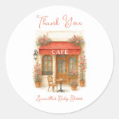 Bonjour Bebe Paris Cafe Baby Dusche Runder Aufkleber (Vorderseite)