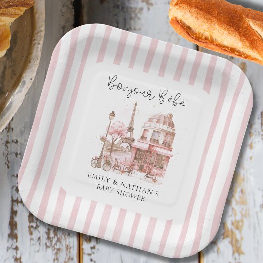 Bonjour Bébé Paris Café Skript Baby Dusche Pappteller