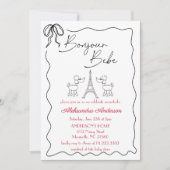 Bonjour Bebe Paris Französisch Babydusche Black Pi Einladung (Vorderseite)