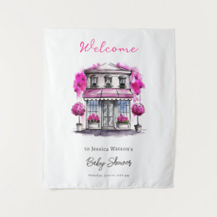 Bonjour Bebe Paris Französisch Pink Black Baby Dus Wandteppich