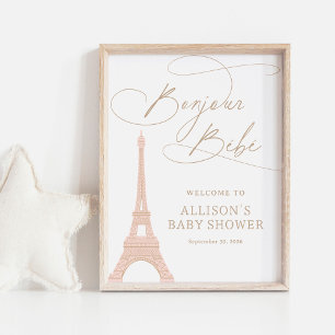 Bonjour Bebe Paris French Baby Dusche Begrüßungsze Poster