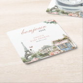 Bonjour Bébé Paris French Baby Shower Rechteckiger Pappuntersetzer (angewinkelt)