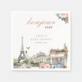 Bonjour Bébé Paris French Baby Shower Serviette