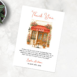 Bonjour Bebe Paris French Café Baby Shower Dankeskarte