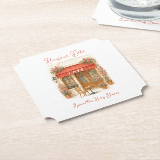 Bonjour Bebe Paris French Café Baby Shower Untersetzer (angewinkelt)