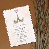 Bonjour Bebe Paris French Floral Bow Baby Dusche Einladung