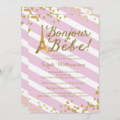 Bonjour Bebe Paris Girl Baby Dusche Einladung 2 (Vorne/Hinten)