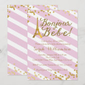 Bonjour Bebe Paris Mädchen-Babyparty-Einladung Einladung (Vorne/Hinten)