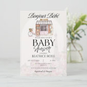 Bonjour Bebe Paris Pariser Babydusche Einladung (Stehend Vorderseite)
