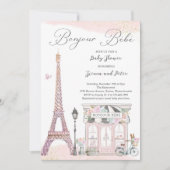 Bonjour Bébé Paris Pariser Babydusche Einladung (Vorderseite)
