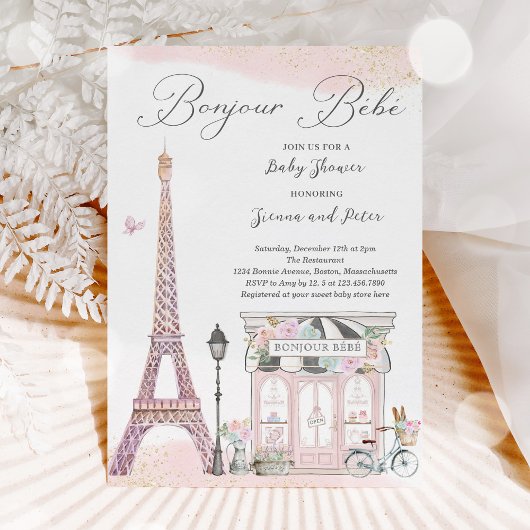 Bonjour Bébé Paris Pariser Babydusche Einladung