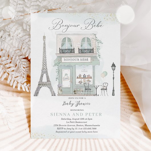 Bonjour Bébé Paris Pariser Babydusche Einladung