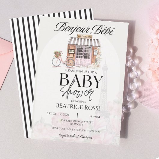 Bonjour Bebe Paris Pariser Babydusche Einladung