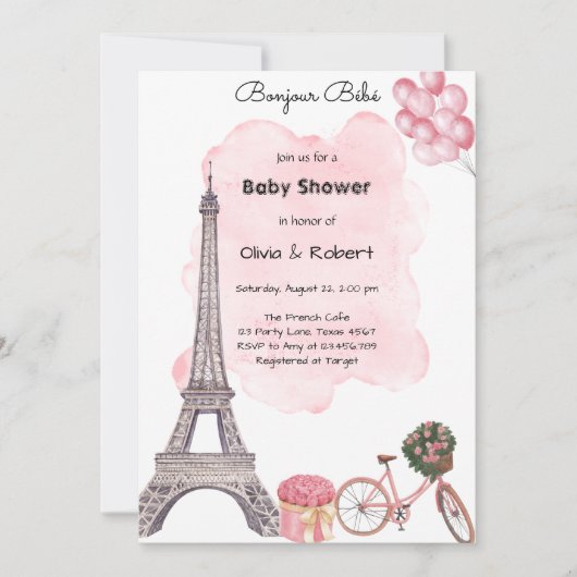 Bonjour Bebe Paris Parisian French Baby Shower  Einladung (Vorderseite)